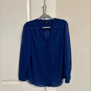 express dark blue see through button down